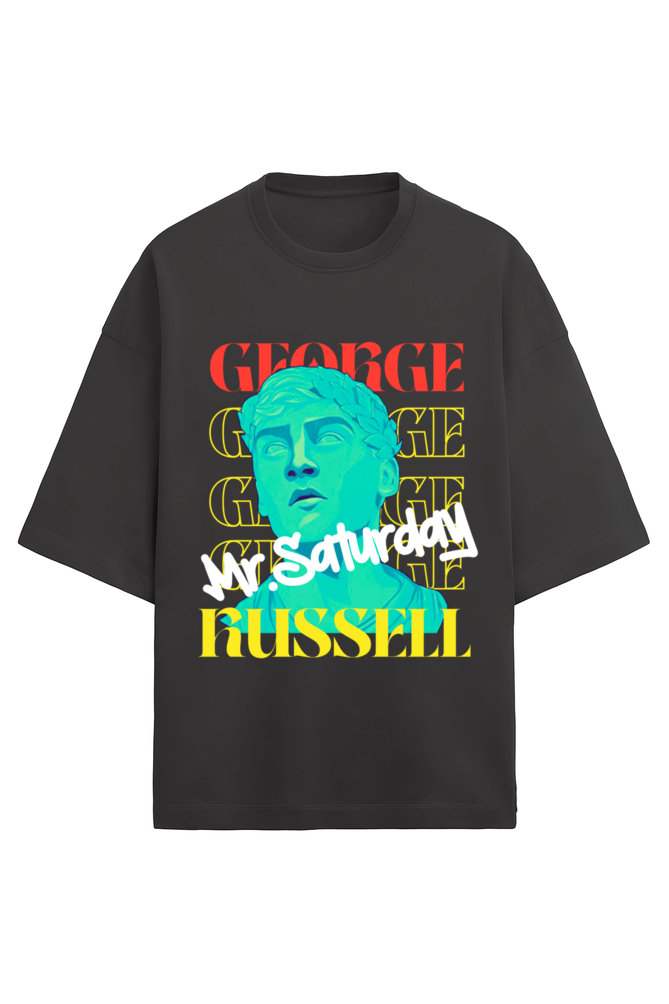 Black t-shirt of George Russell. The t-shirt is made from French Terry Cotton. George Russell is a Formula 1 driver for Mercedes AMG F1. He's known for his superb qualifying performances that gave him the nickname 'Mr.Saturday'. George has flourished at Mercedes and proven to be a tough competitor for Lewis Hamilton. Buy this awesome t-shirt now, if you love George Russell and his amazing qualifying pace.